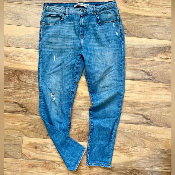 ZARA TRAFALUC PREMIUM WASH BAGGY DISTRESSED JEANS - Picture 2 of 9